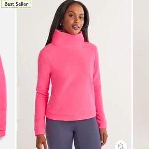Dudley Stephens Park Slope Fleece Turtleneck Sweatshirt Hot pink Funnelneck